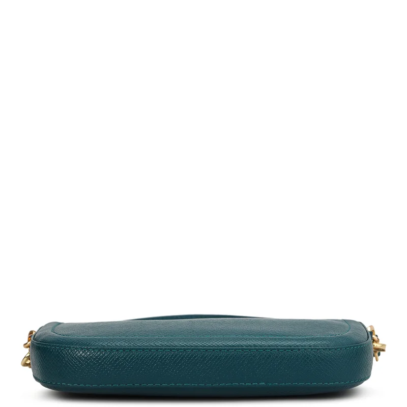 Da Milano Teal Small Franzy Leather Baguette - Teal for Women | Best Price UAE
